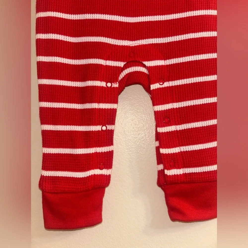 Wondershop 6-9 Months Red White Stripe Long Sleeve Romper